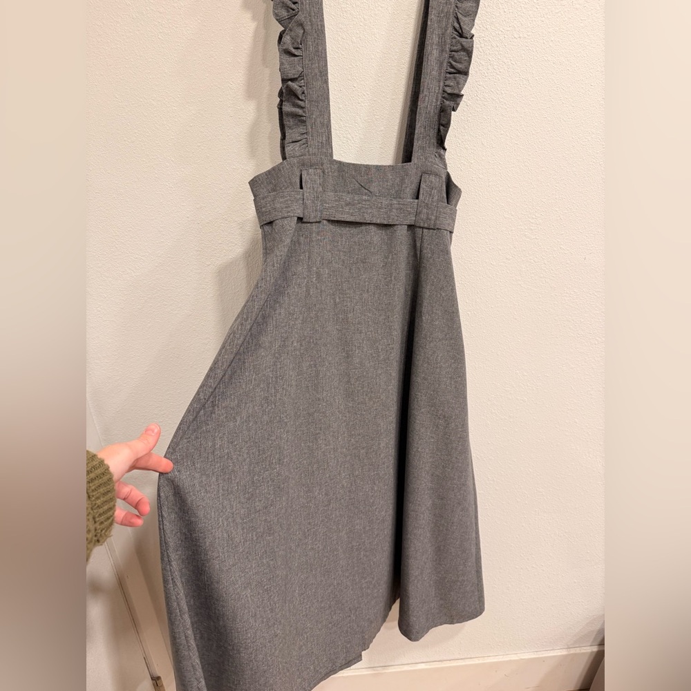 Gray Ruffle Strap Button-Down Dress - Picture 4 of 5